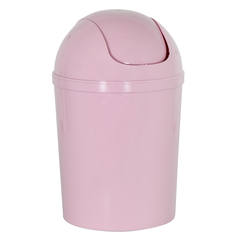 Mini Poubelle De Salle De Bain Avec Couvercle Basculant - Conique Aubergine 1.7L - Polypropylène Brillant, Finition Chrome